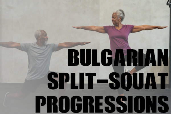 Bulgarian Split-Squat Progressions Black man doing a lunge and a black woman doing a one-legged stand