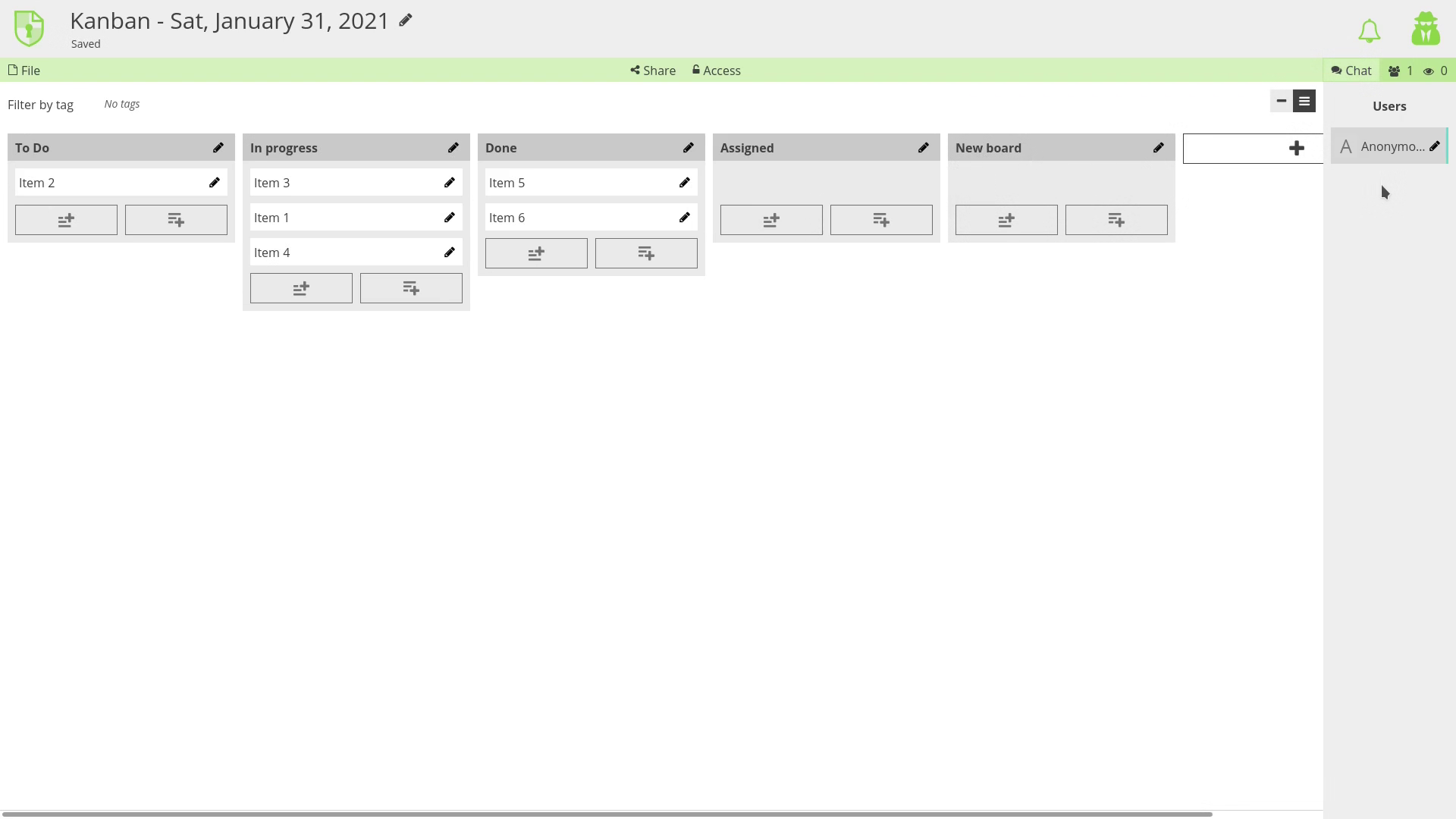 CryptPad Kanban screenshot