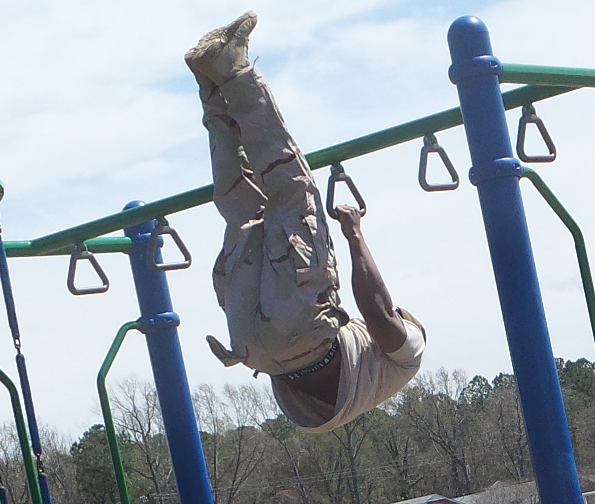 Hanging rows in park