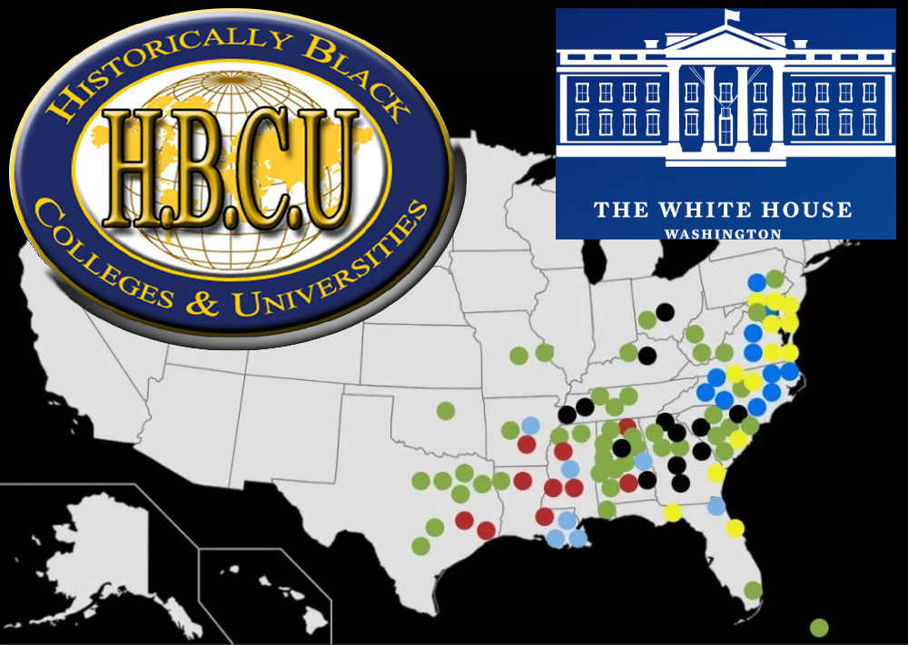 HBCU Map from Blackoutcoalition.org, HBCUs logo from HBCU and Technology Roundtable panel at the Rainbow PUSH Wall Street Project, White House Blog logo, and IBM logo