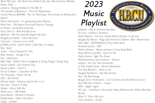 HBCU music playlist 2023 song titles and artists