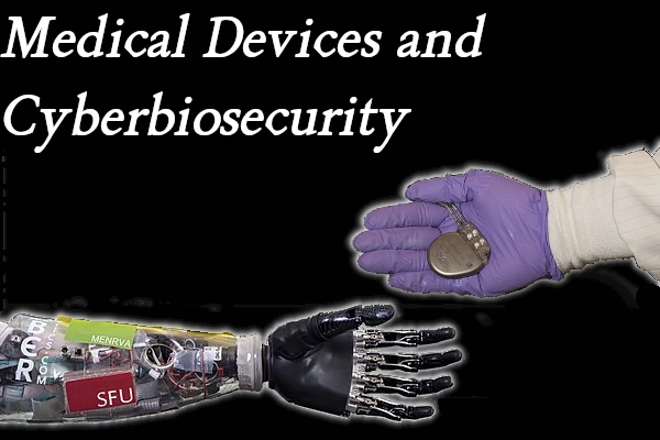 Bionic arm and a gloved hand holding a pacemaker