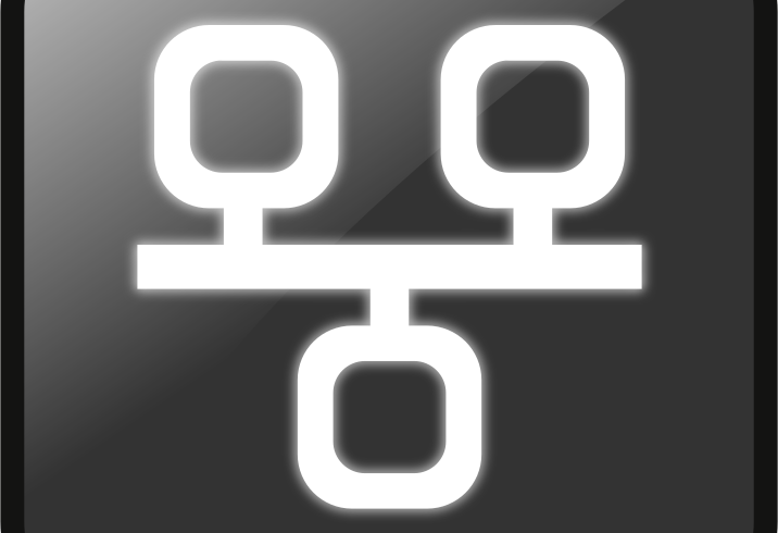 Black and white networking icon