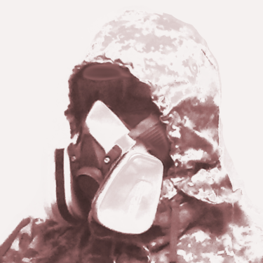 Jt Spratley wearing a hooded mask in Album Art